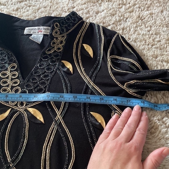 Lauren Michelle Black & Gold  Long Sleeved Blouse - Picture 6 of 10